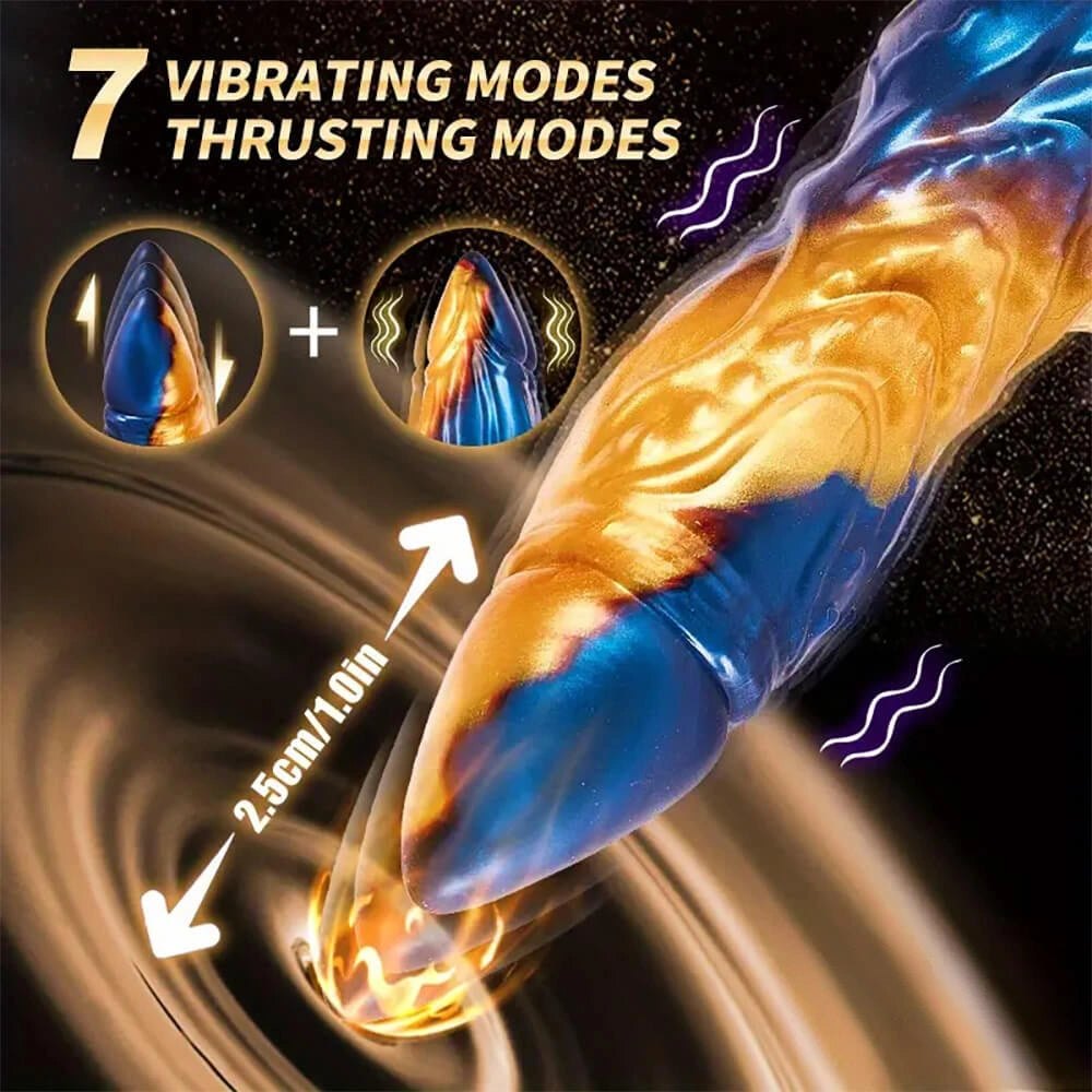 Blue and gold fantasy monster vibrating dildo, photo 3