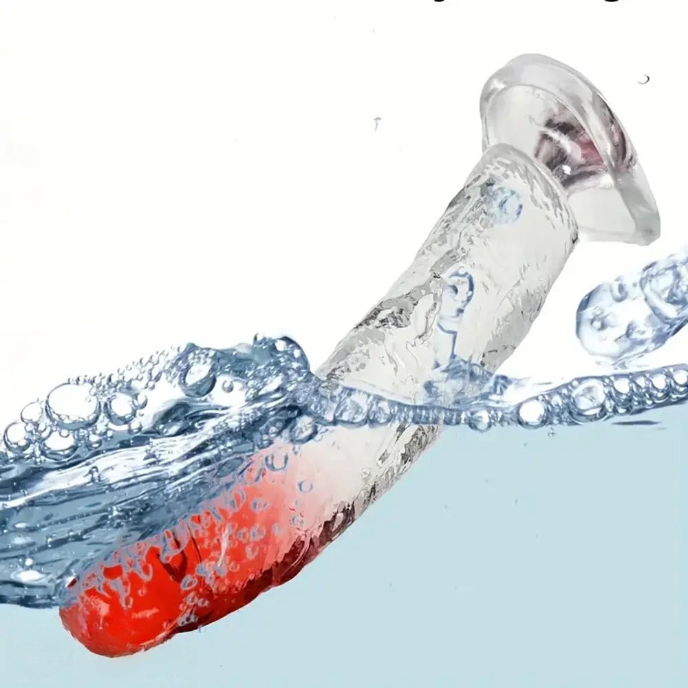 #2 clear pvc dildo with blue gradient