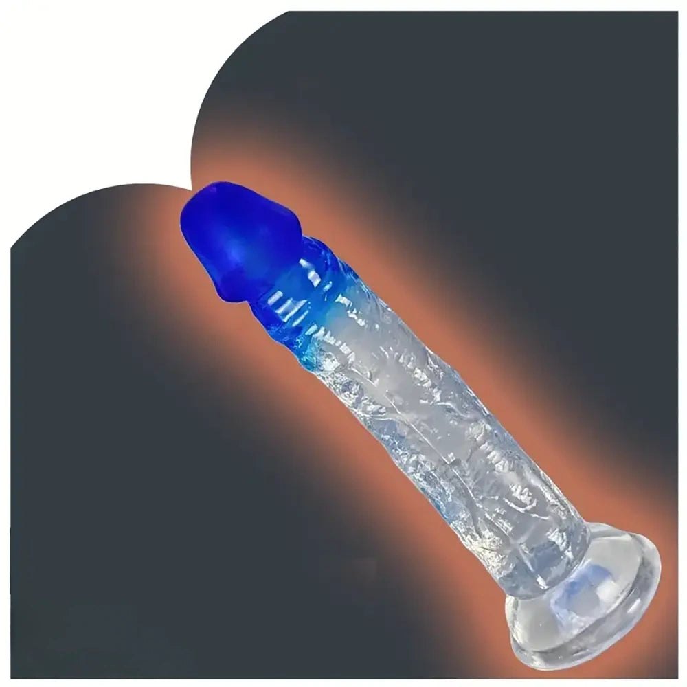 Clear pvc dildo with blue gradient, photo 1