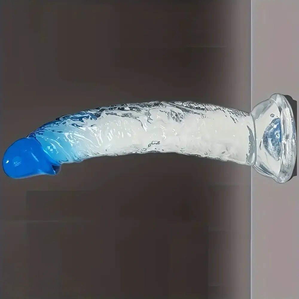 Clear pvc dildo with blue gradient, photo 10