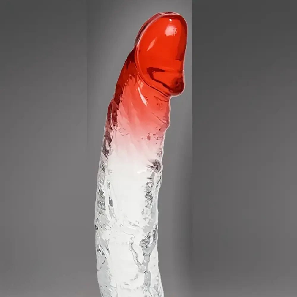 Clear pvc dildo with blue gradient, photo 4