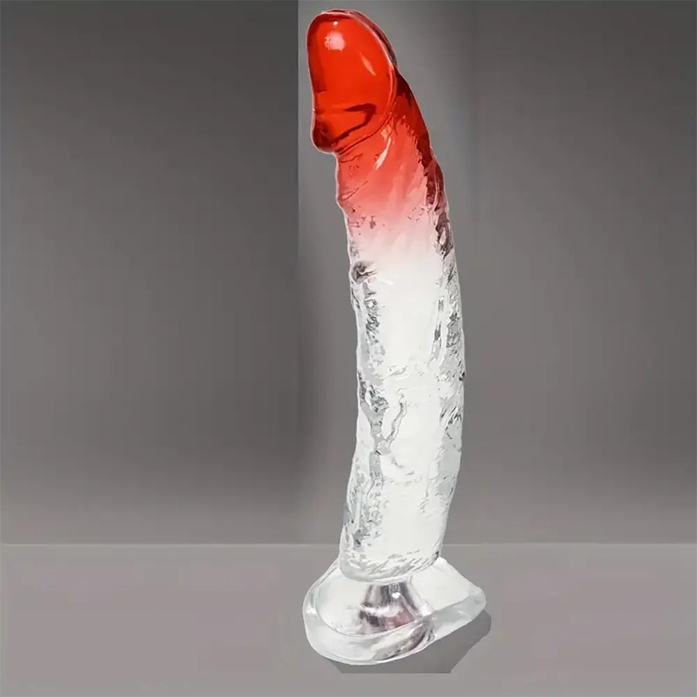 Clear pvc dildo with blue gradient, photo 7