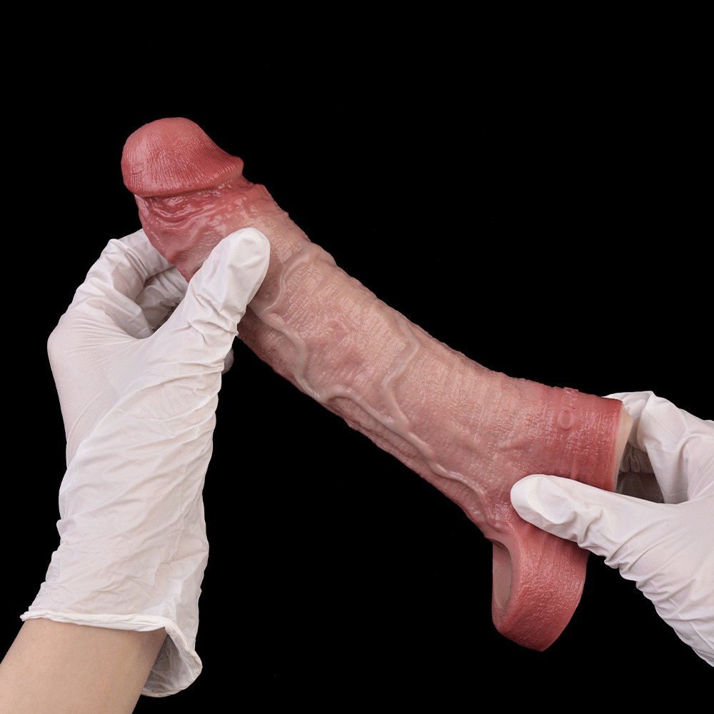 Blue hollow silicone dildo sleeve, photo 13