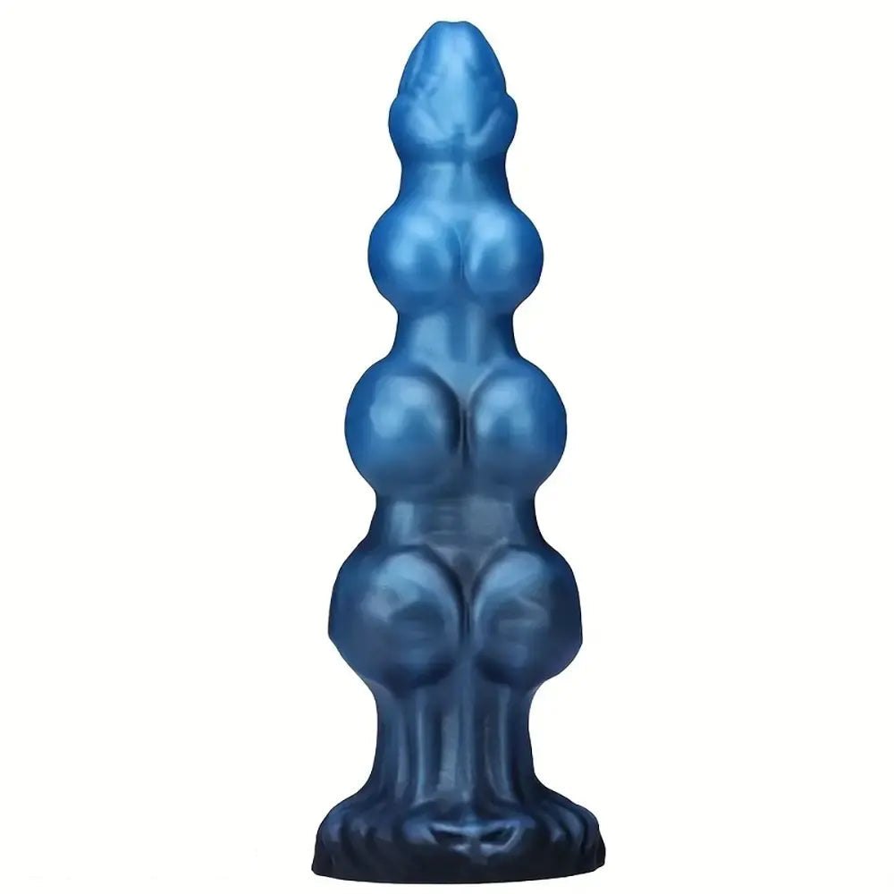 Blue metallic knotted animal dildo, photo 1