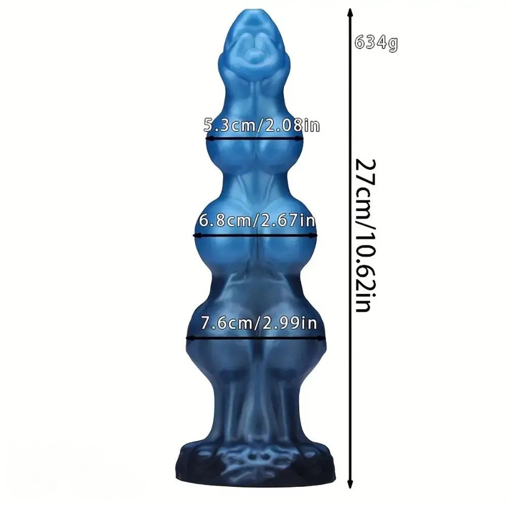 Blue metallic knotted animal dildo, photo 6