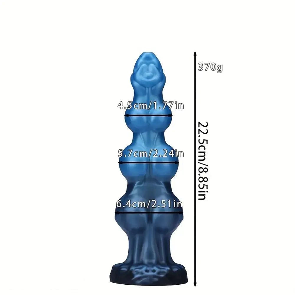 Blue metallic knotted animal dildo, photo 7