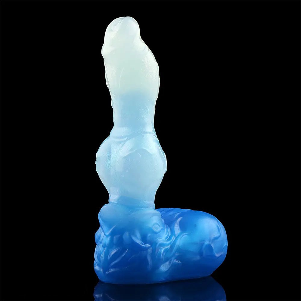 Blue and white knotted animal dildo, photo 13