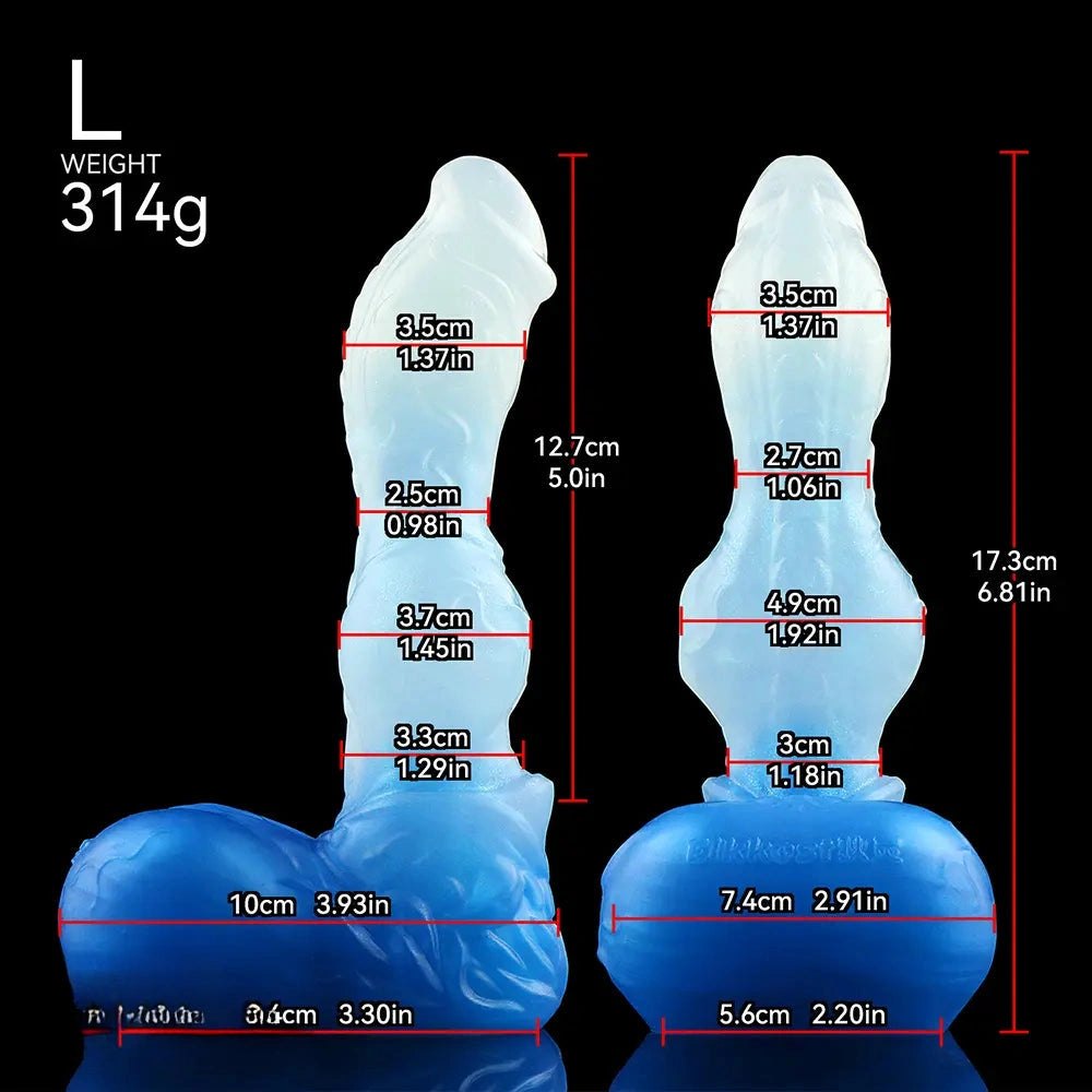 Blue and white knotted animal dildo, photo 3