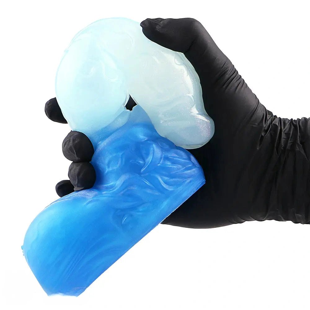Blue and white knotted animal dildo, photo 8