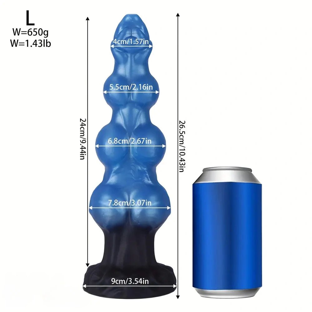 Blue knotted silicone dildo, photo 12