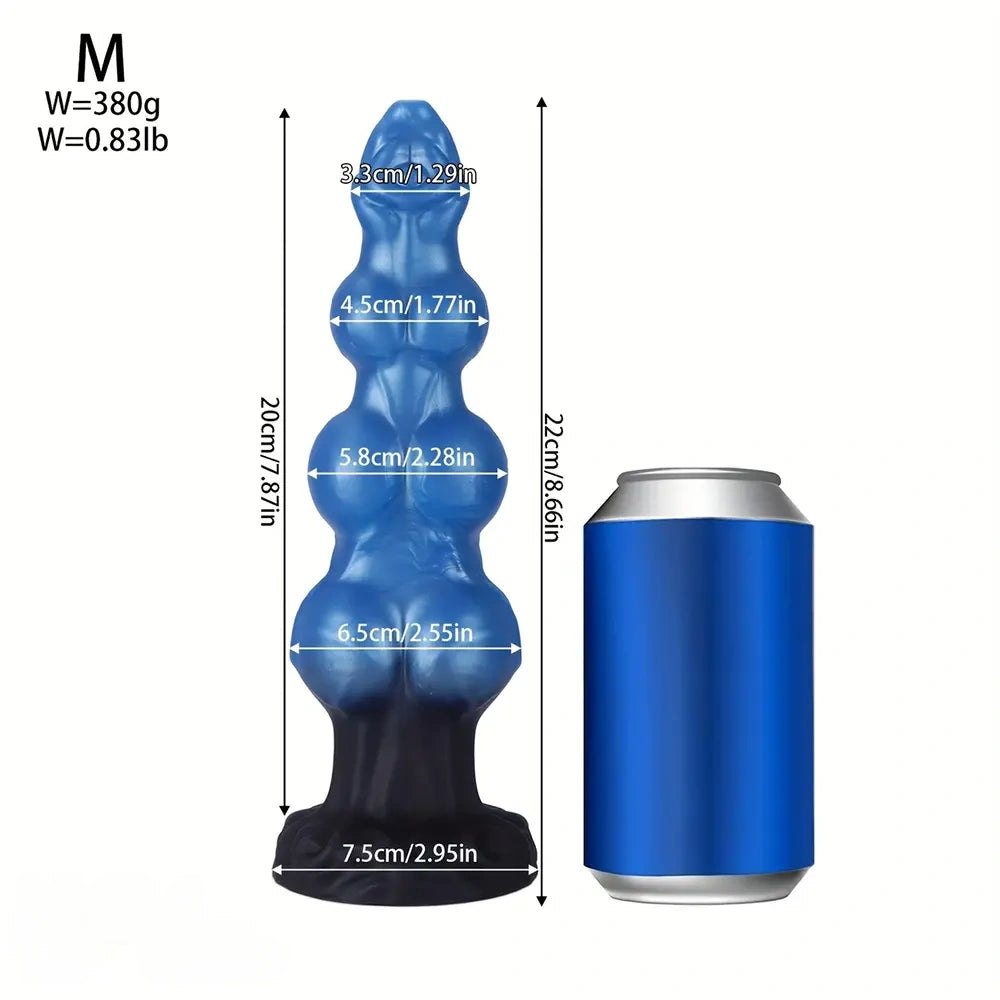 Blue knotted silicone dildo, photo 15