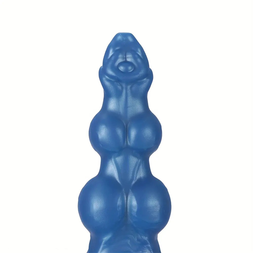 Blue knotted silicone dildo, photo 7