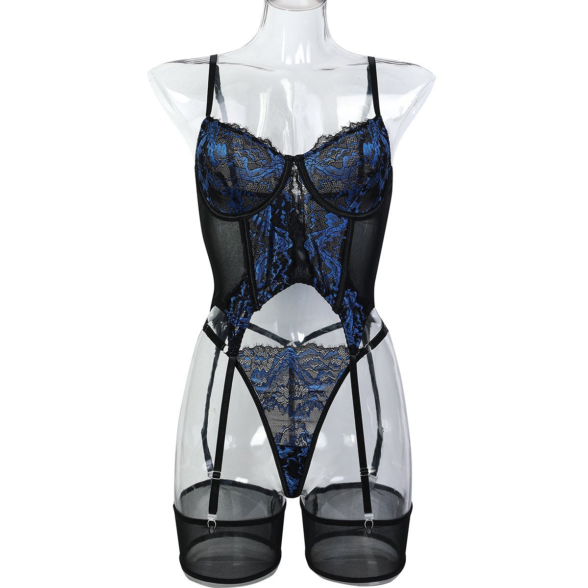 Blue lace mesh corset set, photo 6