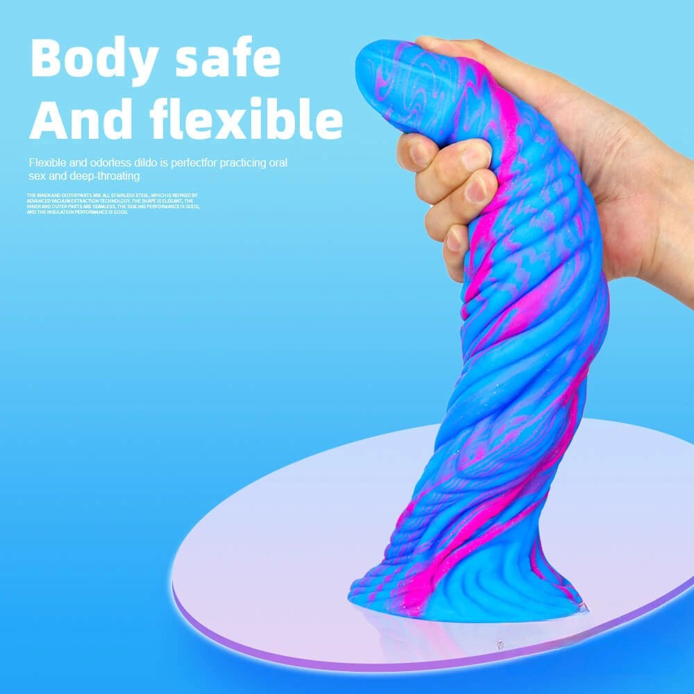 Marbled silicone fantasy dildo, photo 3