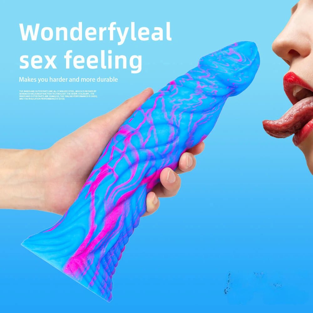 Marbled silicone fantasy dildo, photo 5