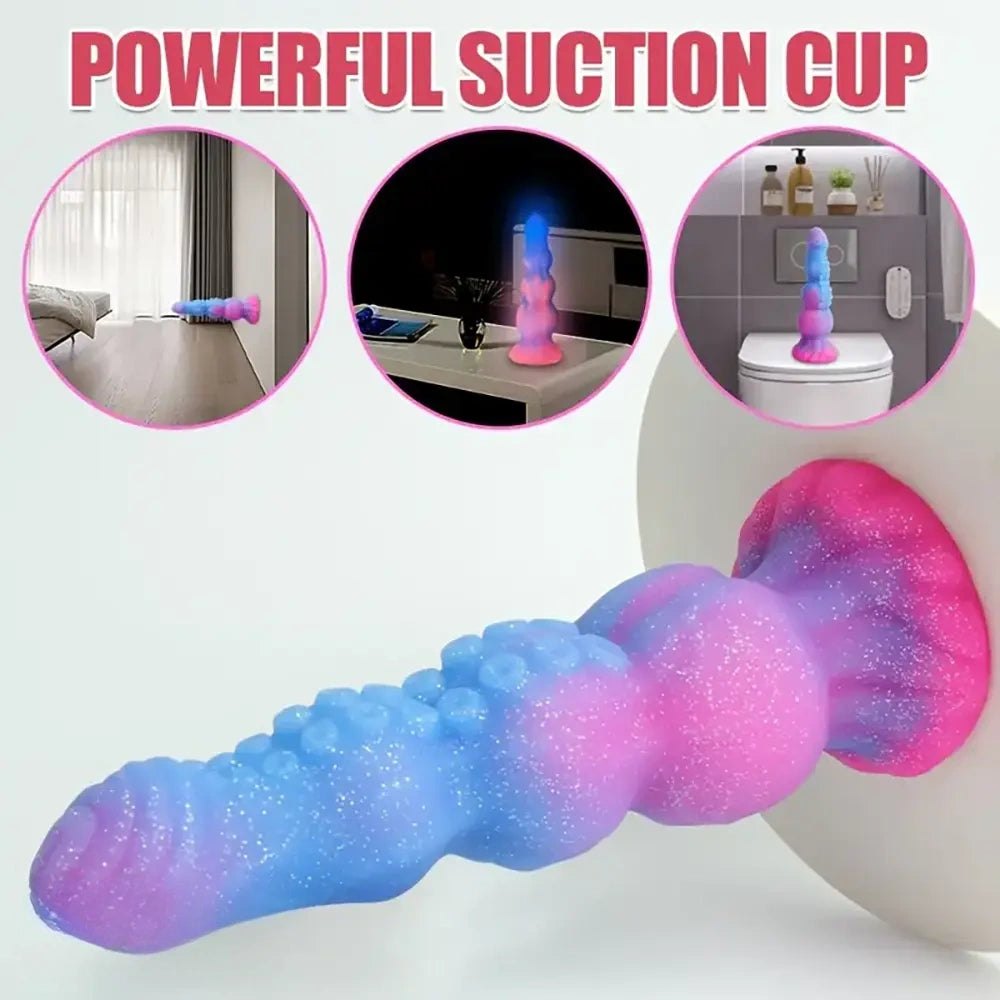 Blue and pink ombre silicone tentacle dildo, photo 3