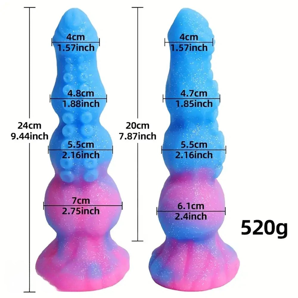Blue and pink ombre silicone tentacle dildo, photo 4