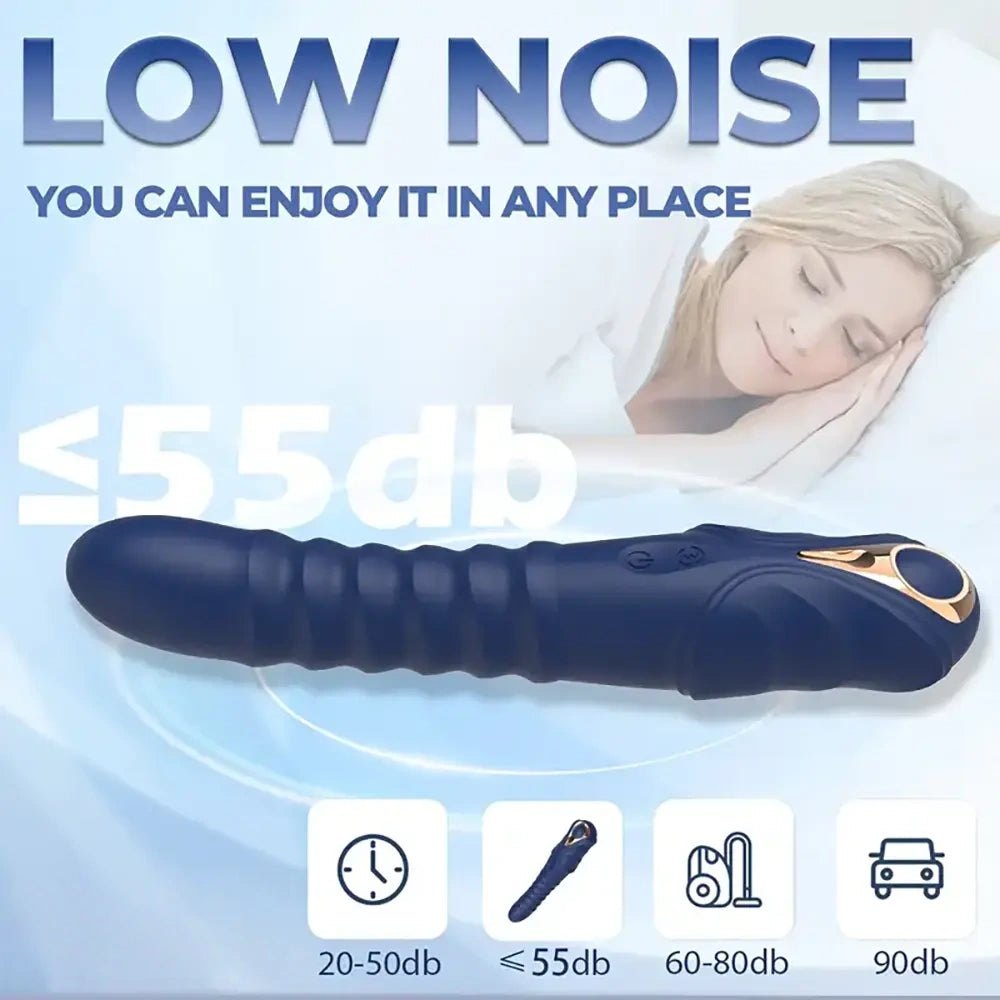 Blue ribbed vibrating silicone dildo, photo 10