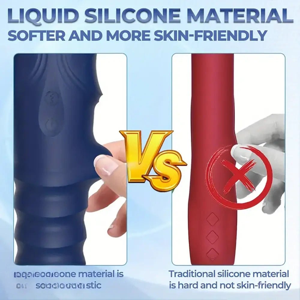 Blue ribbed vibrating silicone dildo, photo 8
