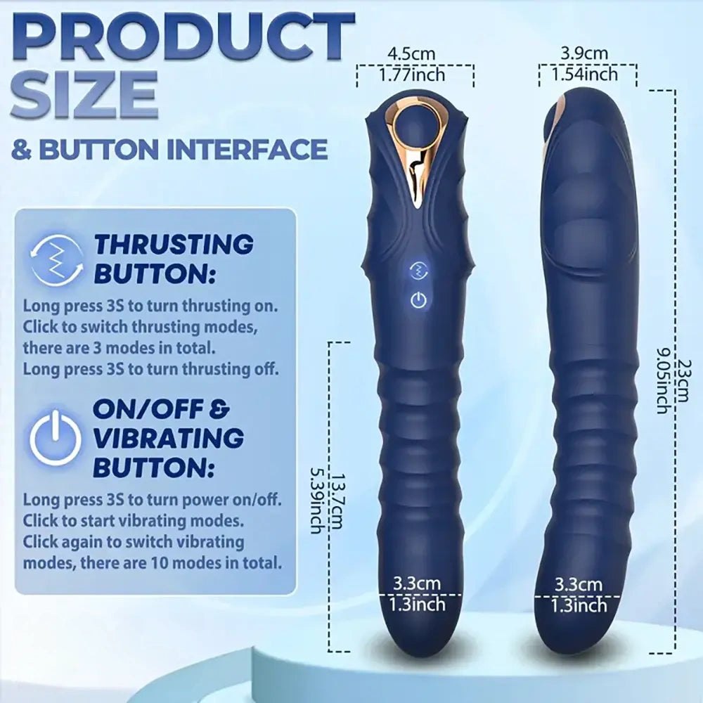Blue ribbed vibrating silicone dildo, photo 9