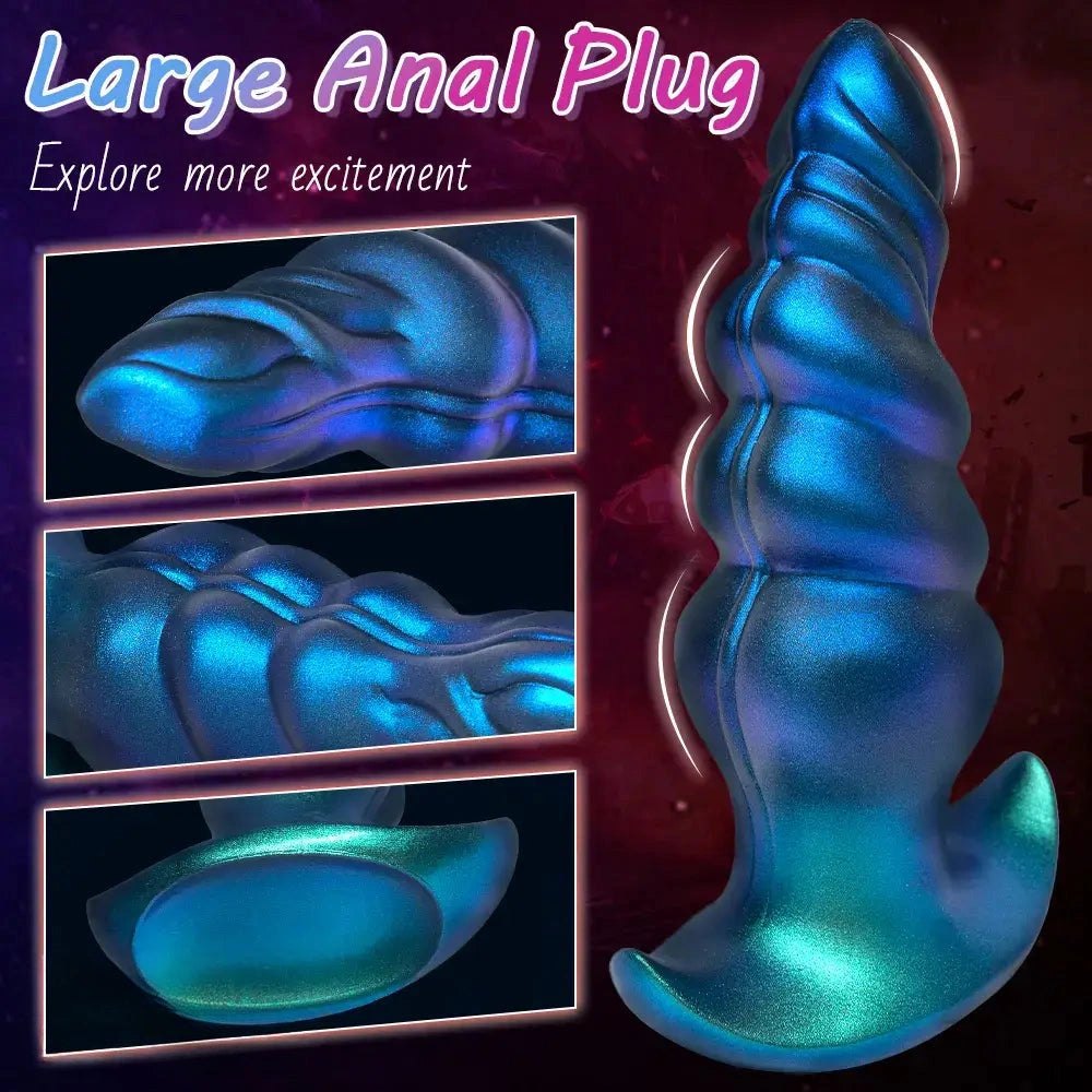 Blue ridged knot anal plug, photo 3