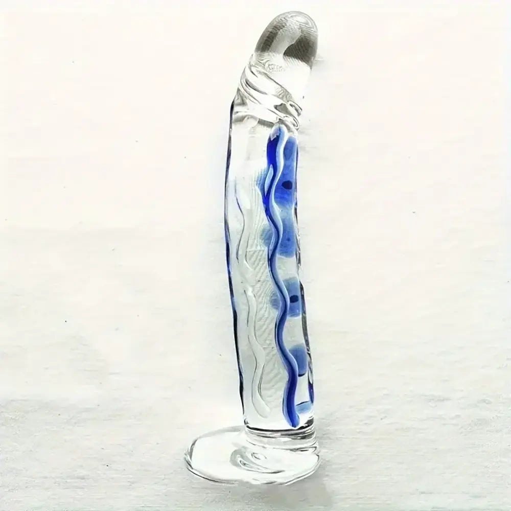 Glass dildo with swirl line design, photo 3