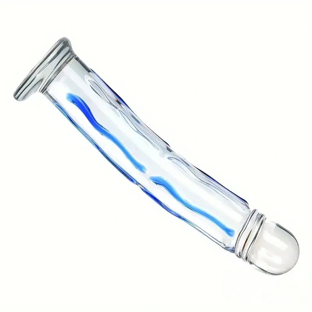 Glass dildo with swirl line design, photo 4