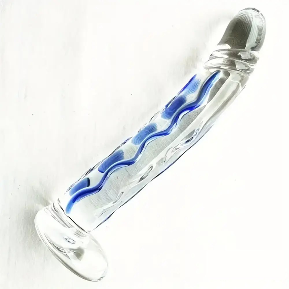 Glass dildo with swirl line design, photo 5