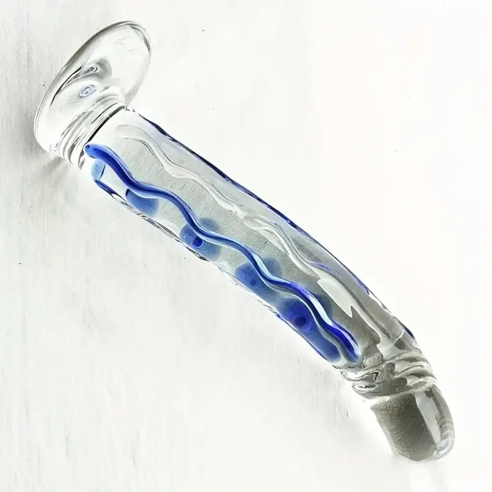 Glass dildo with swirl line design, photo 6