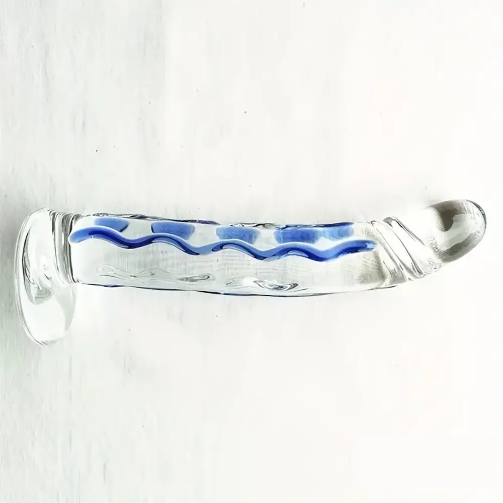 Glass dildo with swirl line design, photo 7