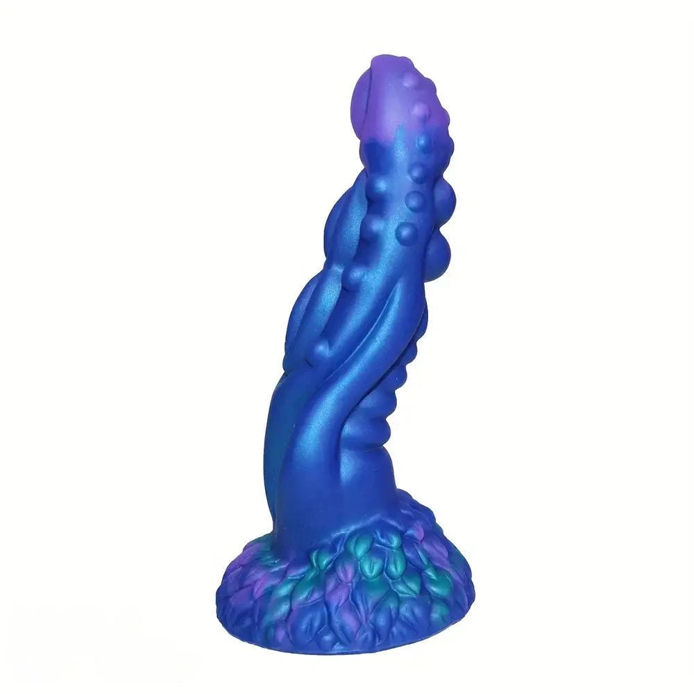 Blue spiked fantasy silicone dildo, photo 1