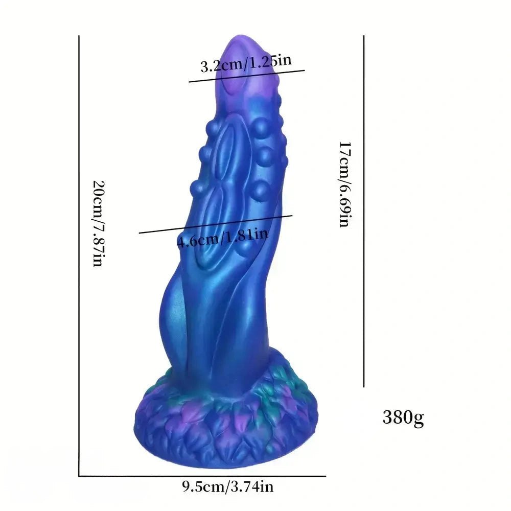 Blue spiked fantasy silicone dildo, photo 7
