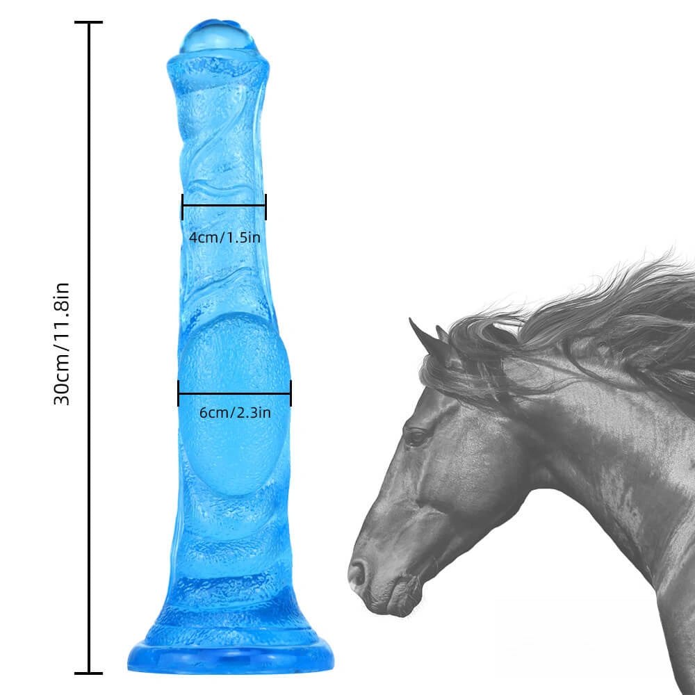 Blue textured fantasy dildo with suction cup base, photo 3