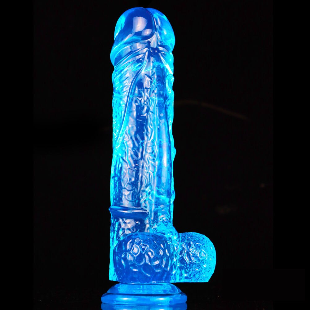 Blue thick realistic PVC dildo with suction cup base, photo 2