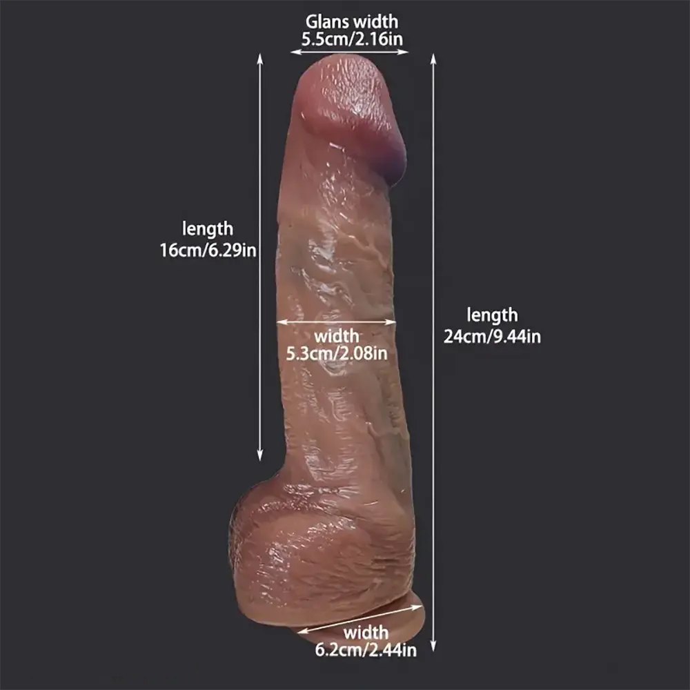 Brown realistic dildo with blue veins, photo 3