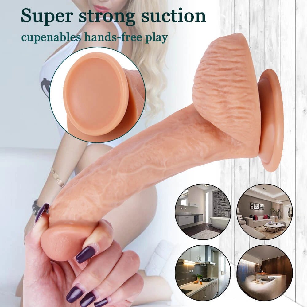 Flesh tone blue vein suction cup dildo, photo 4