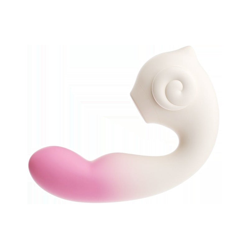 Gradient pink silicone G-spot suction vibrator, photo 1