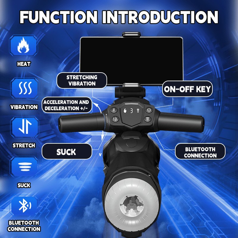 Black motorcycle-style bluetooth heating suction male masturbator, photo 4