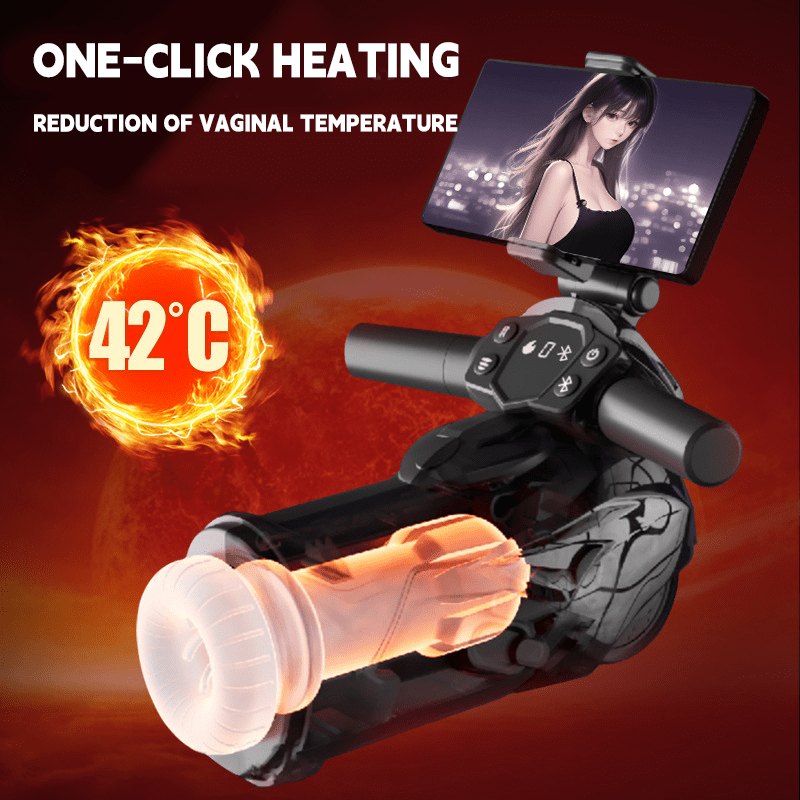 Black motorcycle-style bluetooth heating suction male masturbator, photo 5
