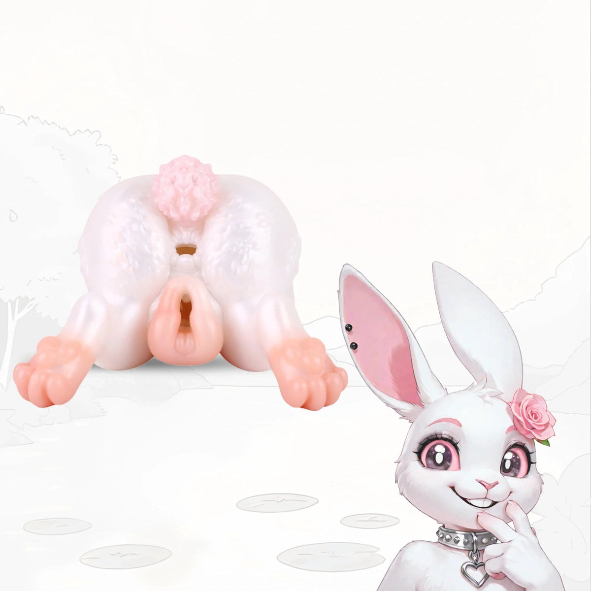 Pearl white rabbit dual-channel fantasy masturbator, photo 1