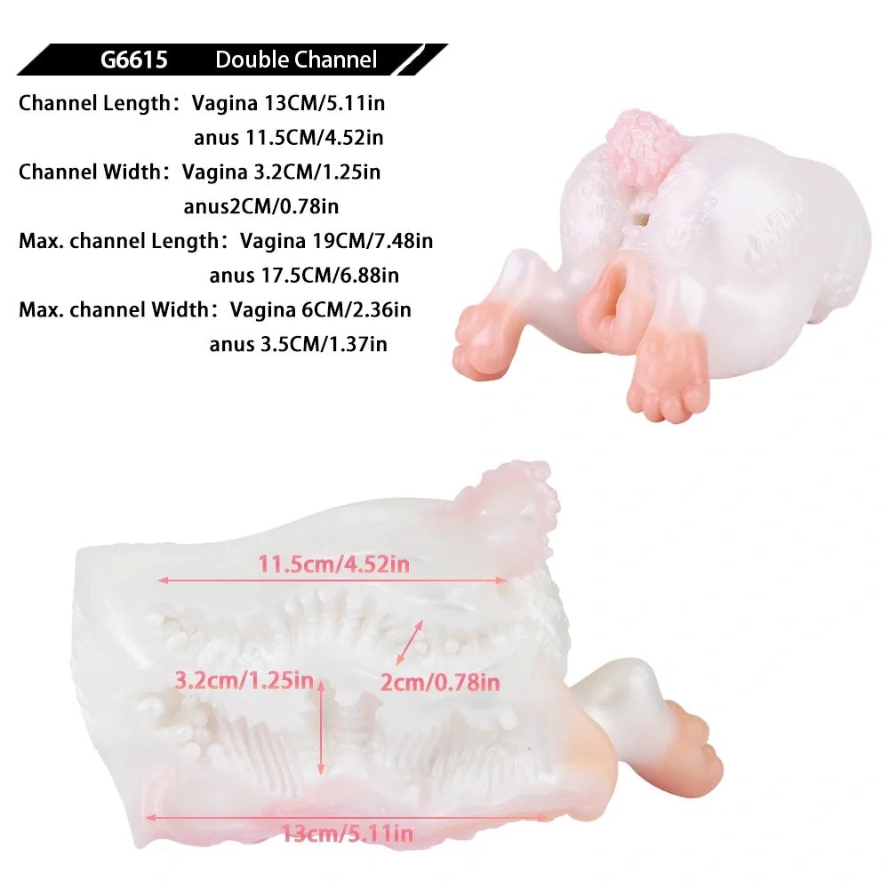Pearl white rabbit dual-channel fantasy masturbator, photo 13