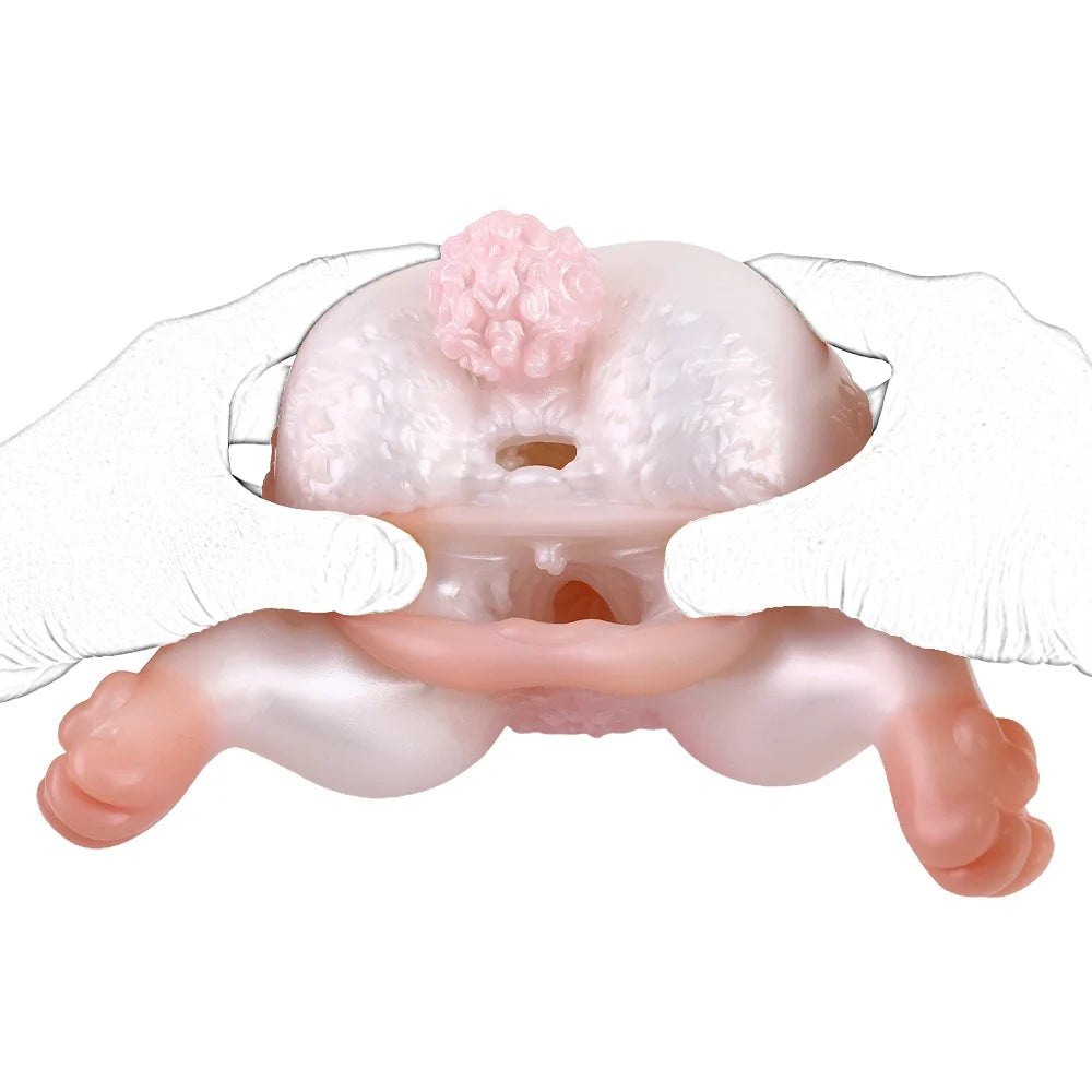 Pearl white rabbit dual-channel fantasy masturbator, photo 6