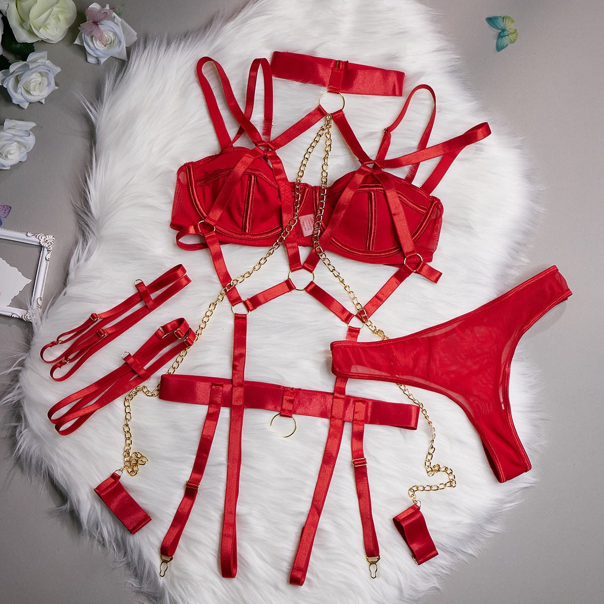 Bondage harness chain garter set, photo 13
