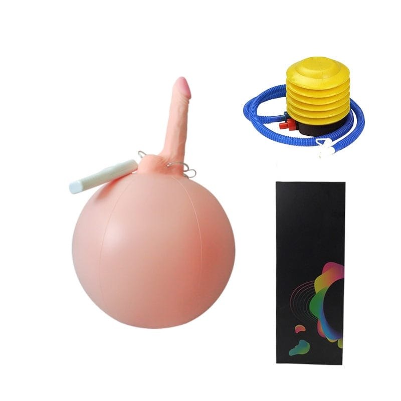Flesh tone realistic dildo on inflatable ball, photo 11