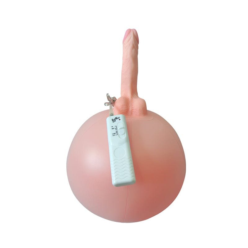Flesh tone realistic dildo on inflatable ball, photo 2