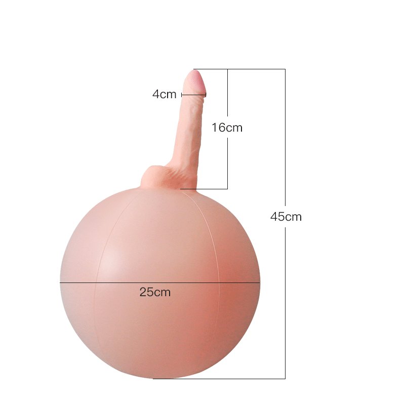 Flesh tone realistic dildo on inflatable ball, photo 7