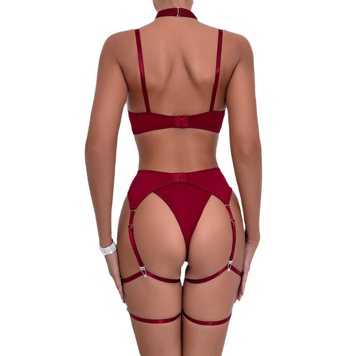 Bow cutout four piece garter lingerie set, photo 5