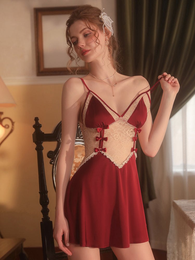 Bow lace see through slip nightdress, photo 13