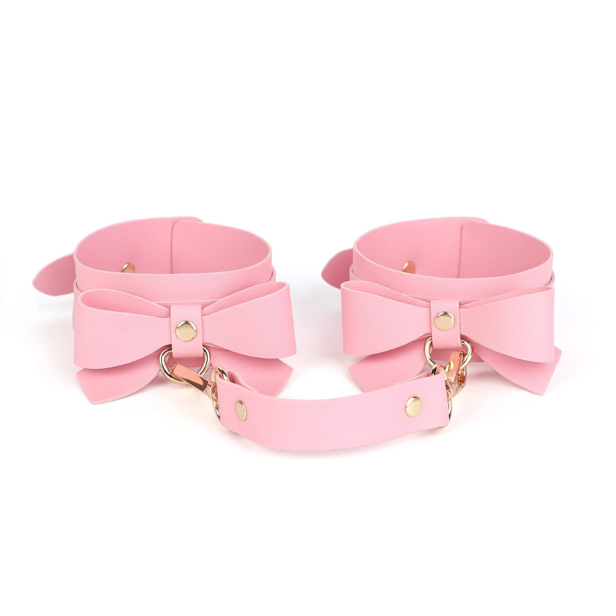 Red Bowknot PU leather bondage set with collar, whip, and cuffs
