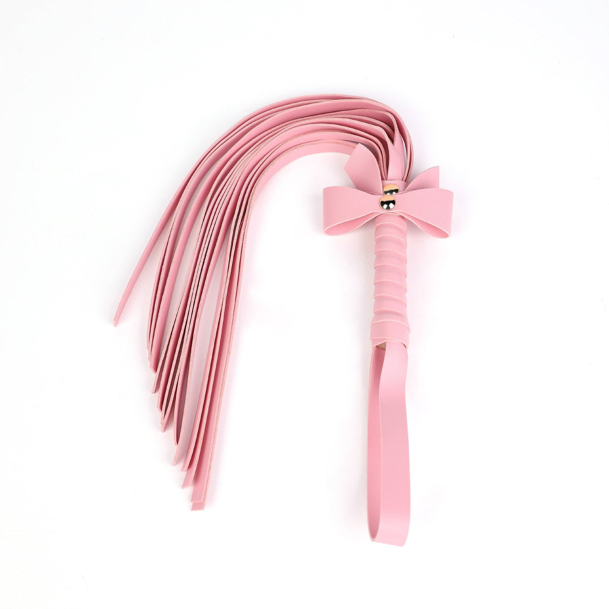 Bowknot PU leather bondage set with collar, whip, and cuffs, photo 7